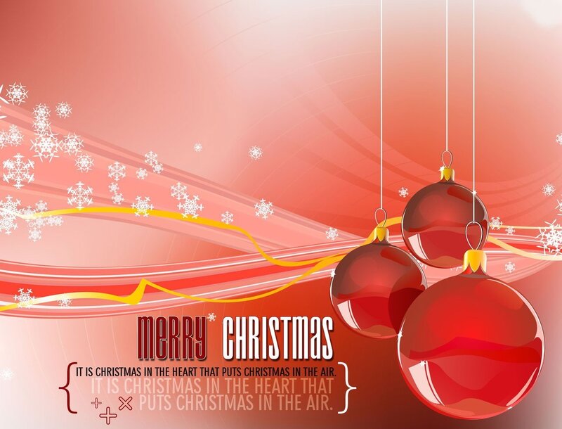 Red Ornaments Hanging — Festive, Winter, Digital Art, Snowflakes