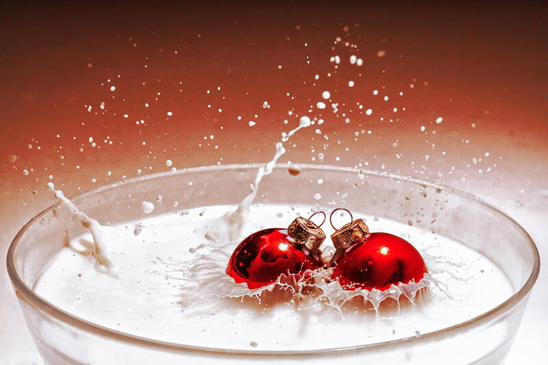 Red Ornaments in Milk