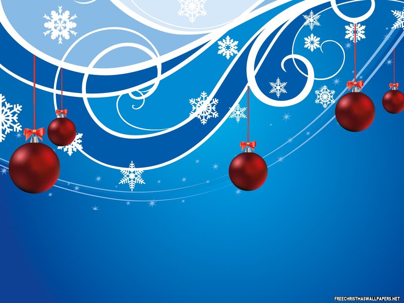 Red Ornaments on Blue Background