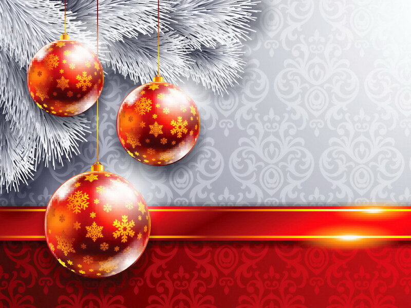 Red Ornaments on Branch — Festive