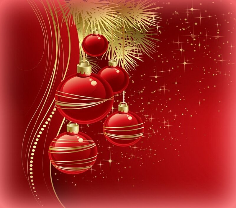 Red Ornaments on Branch