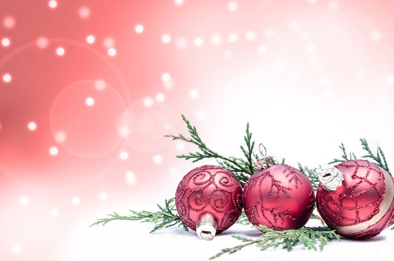 Red Ornaments on Branches — Festive, Winter