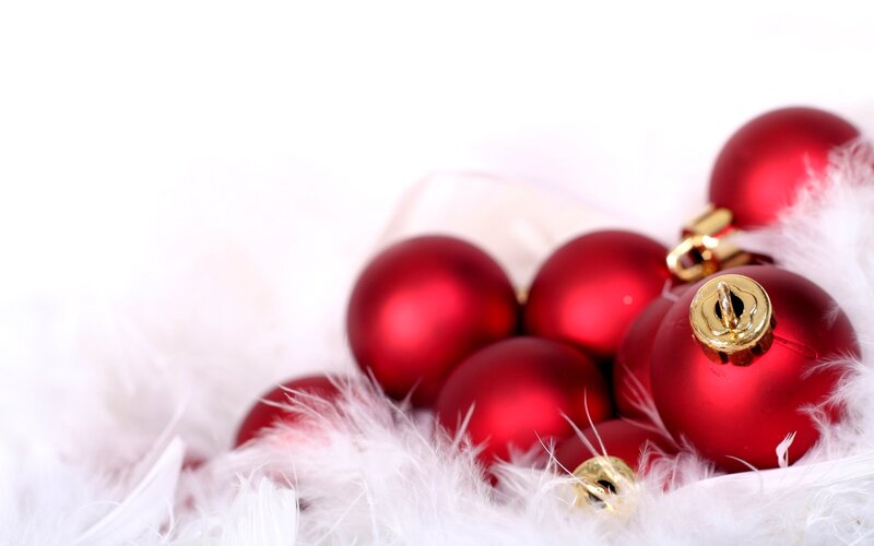 Red Ornaments on Feathers
