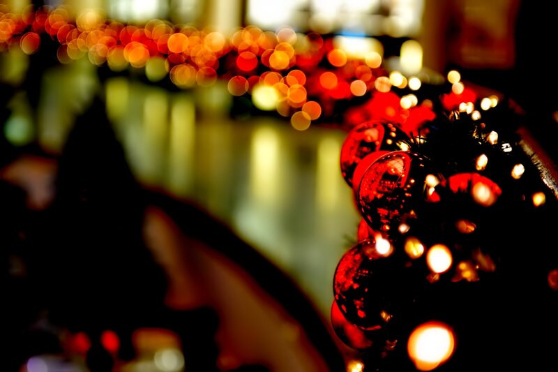 Red Ornaments on Garland