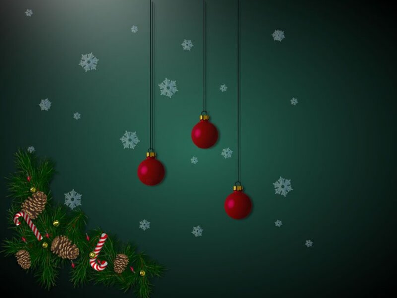 Red Ornaments on Green Wall