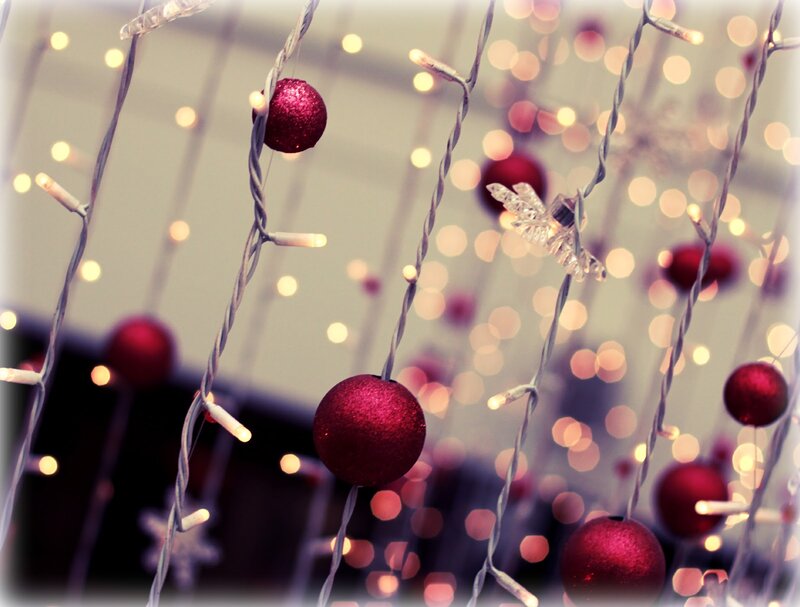 Red Ornaments on Lights