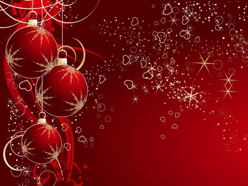 Red Ornaments on Red Background — Festive