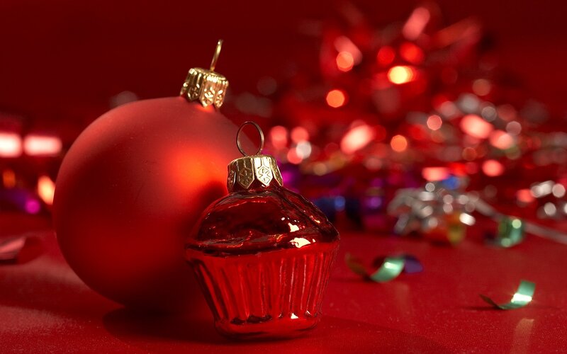 Red Ornaments on Red Surface