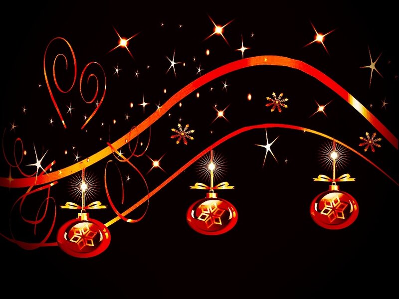Red Ornaments on Ribbon — Black