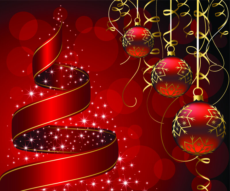 Red Ornaments on Ribbon
