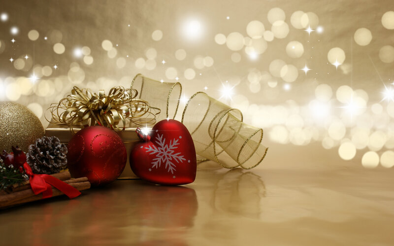 Red Ornaments on Table