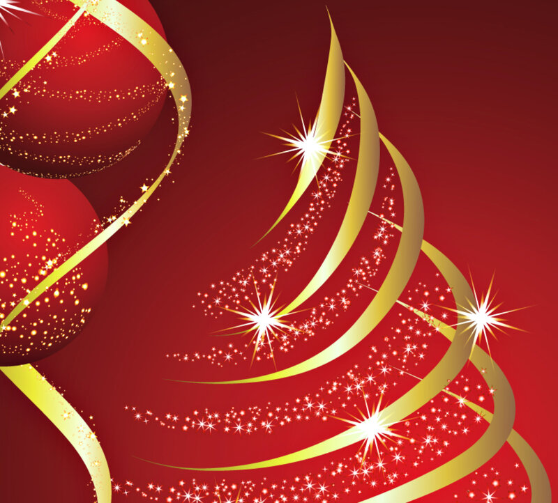 Red Ornaments with Gold Ribbons
