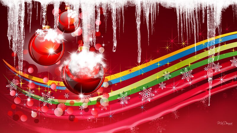 Red Ornaments with Icicles