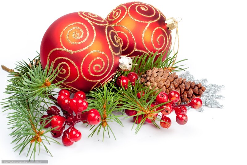 Red Ornaments with Pine