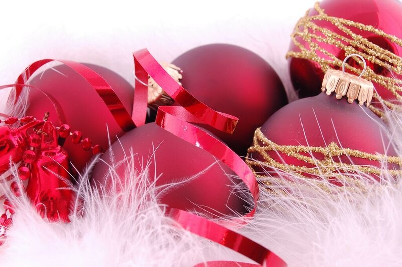 Red Ornaments with Ribbons