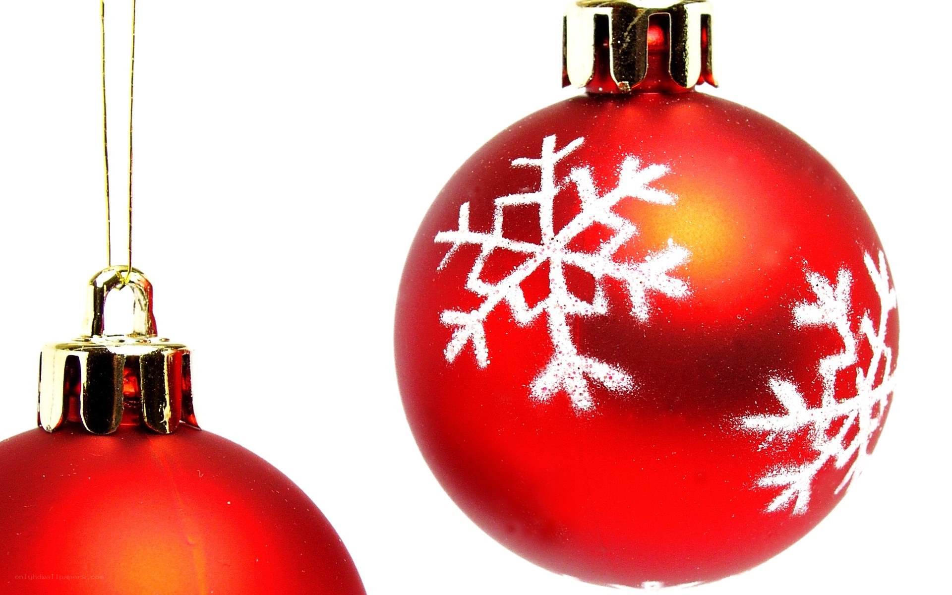 red ornaments with snowflakes