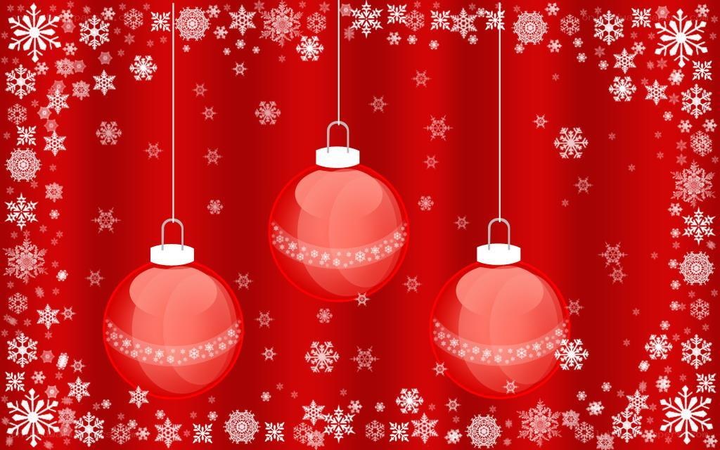 red ornaments with snowflakes