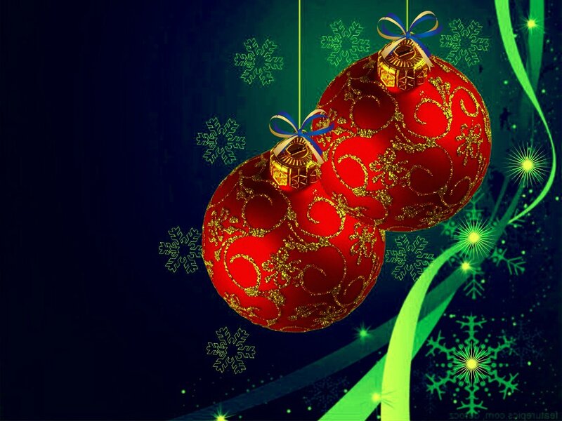 Red Ornaments with Snowflakes — Festive, Night