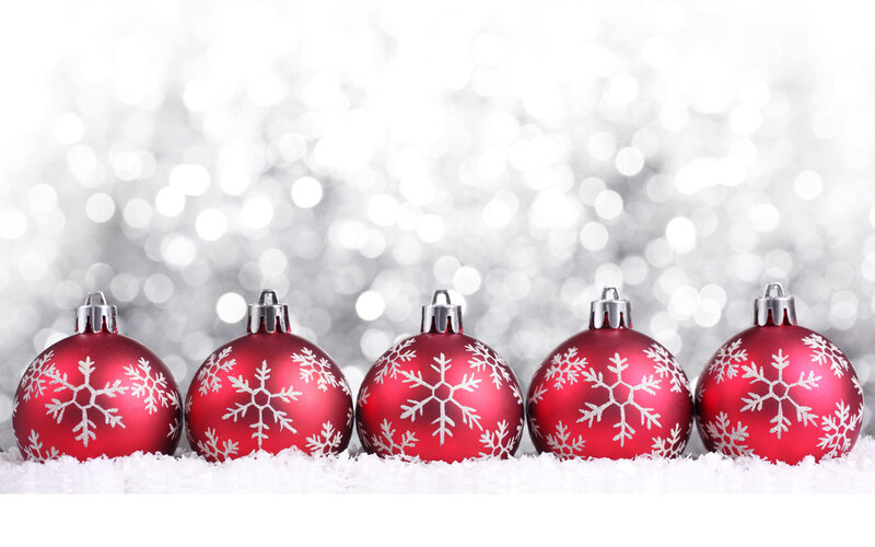Red Ornaments with Snowflakes — Festive, Winter
