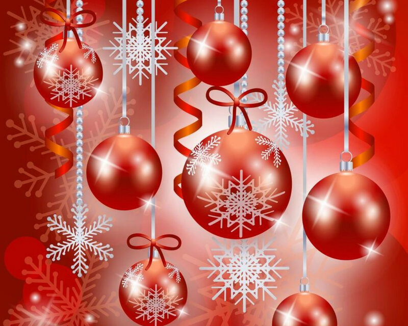 Red Ornaments with Snowflakes — Festive, Winter, Vector Art