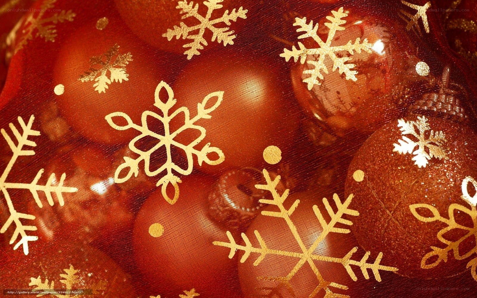 red ornaments with snowflakes