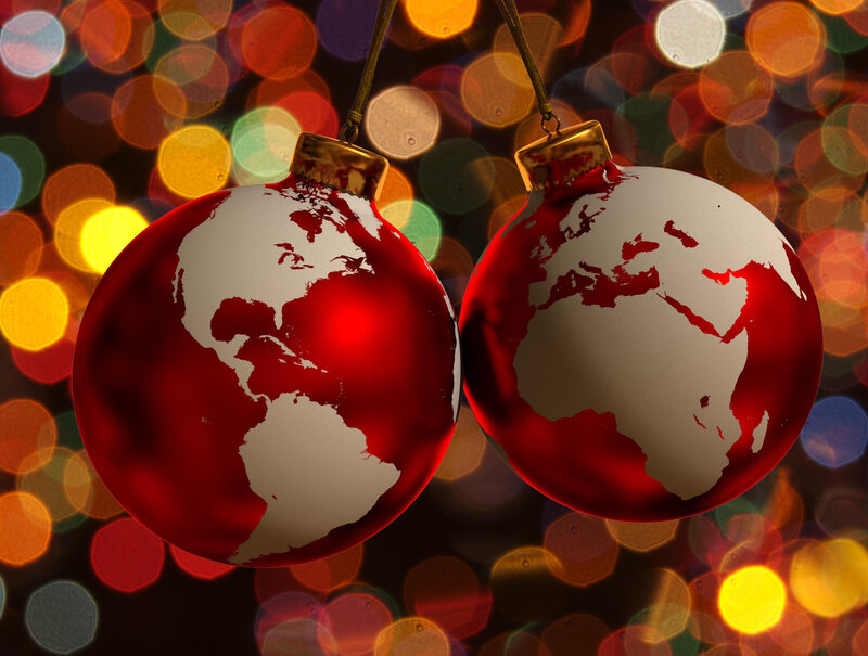Red Ornaments with World Map