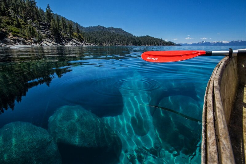 Red Paddle in Canoe