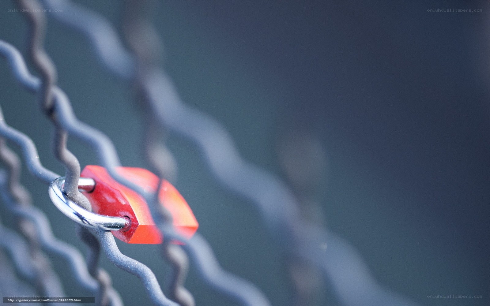 Red padlock on chain link