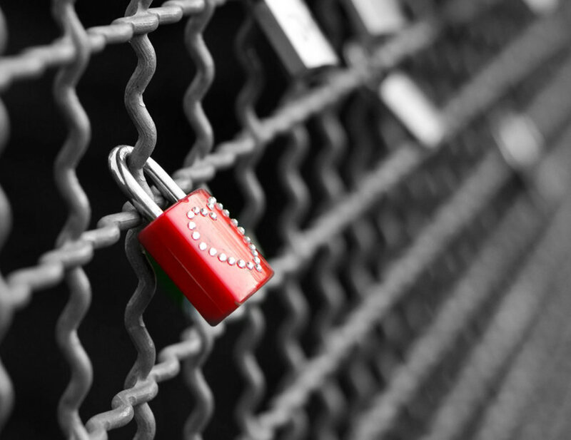 Red Padlock on Chain