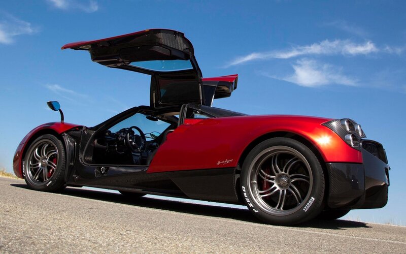 Red Pagani Huayra — Dramatic, Afternoon, Photograph, Car Door