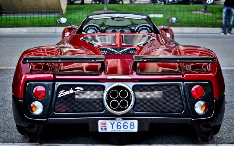 Red Pagani Zonda S rear view