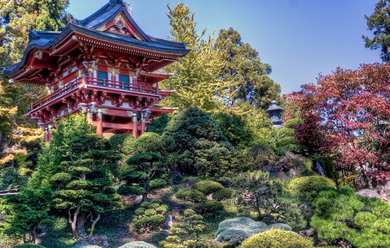 Red Pagoda in Garden