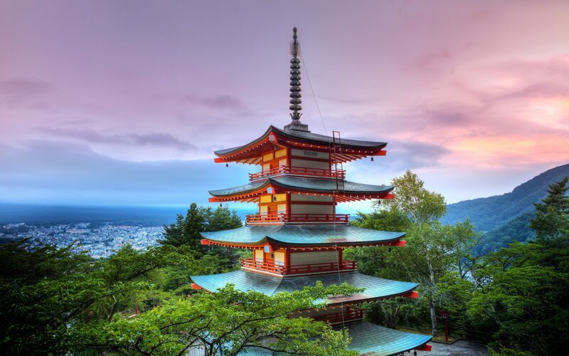 Red Pagoda on Hill