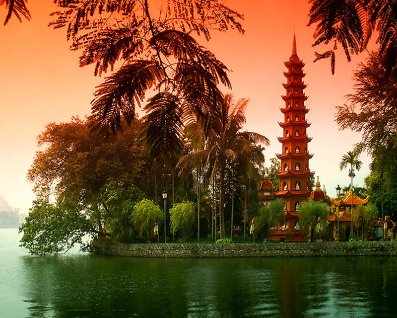 Red Pagoda on Island