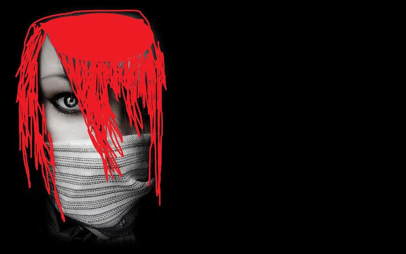 red paint over face