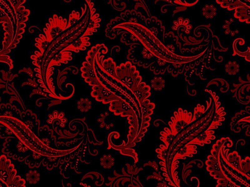 red paisley pattern on black