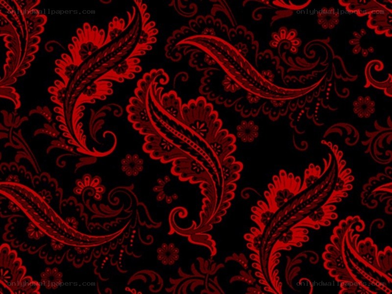 red paisley pattern on black