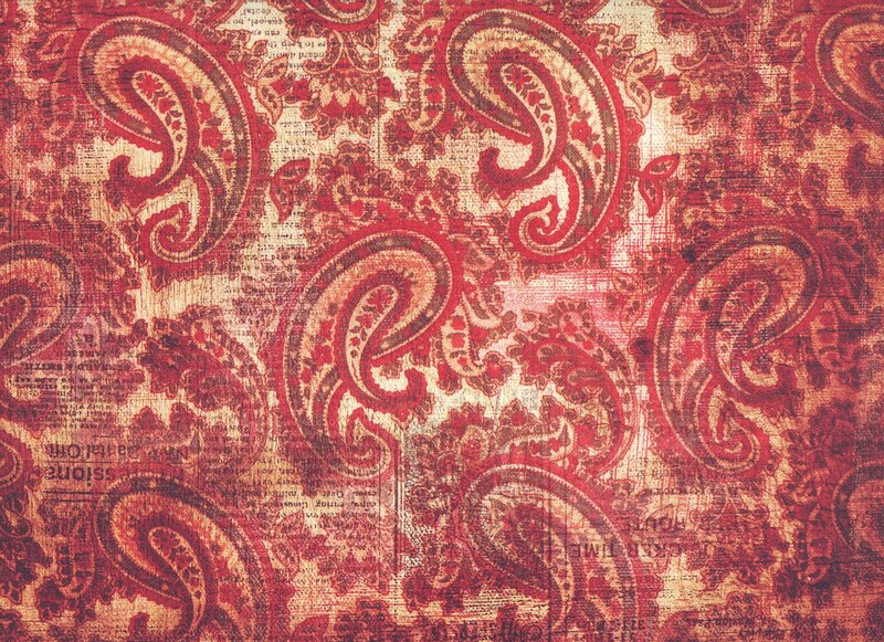 red paisley pattern with vintage texture
