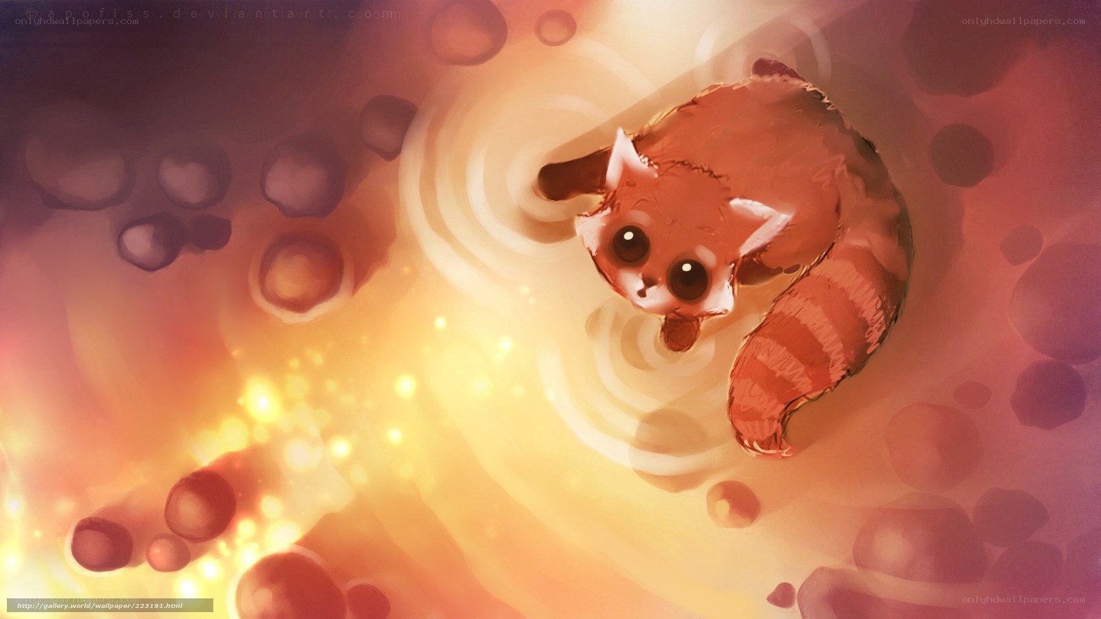 Red panda in a glowing tunnel