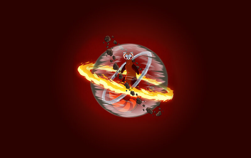 Red Panda in Energy Sphere