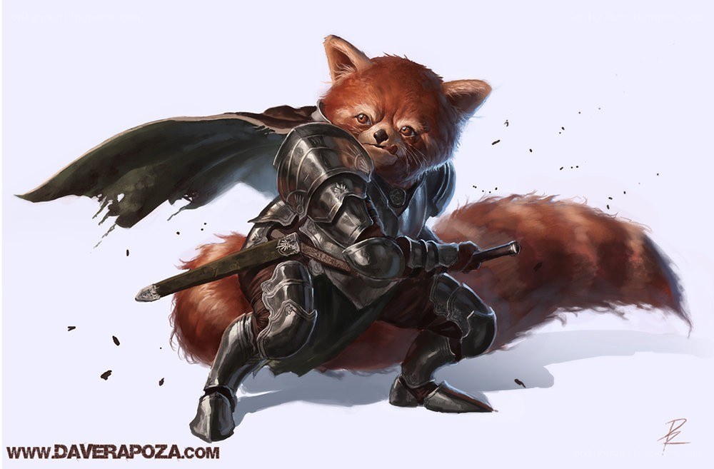 red panda knight in armor