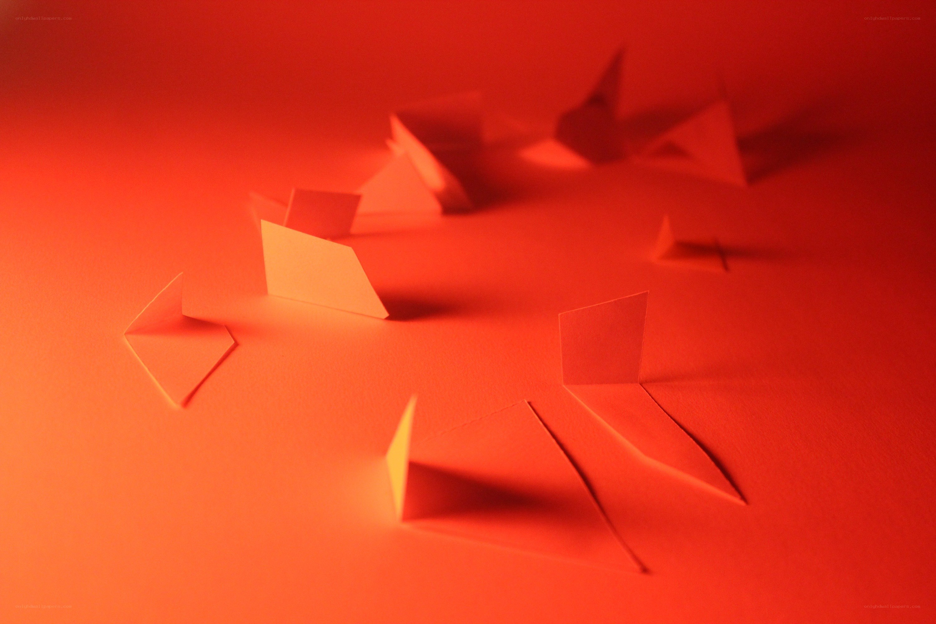 Red paper art installation