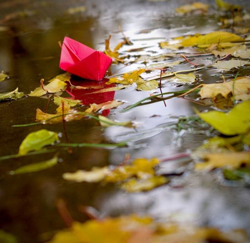 Red Paper Boat — Calm, Autumn