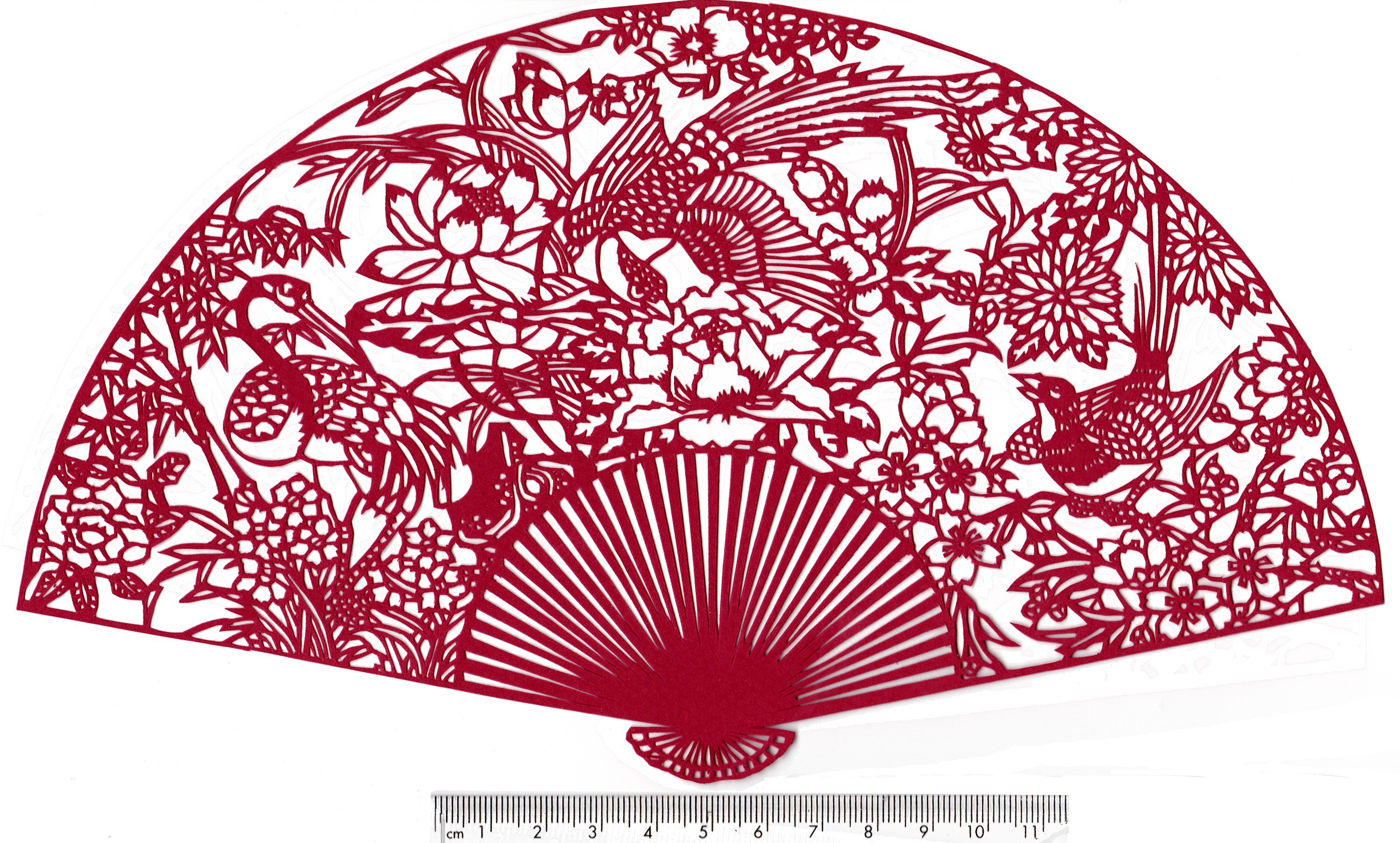 Red paper cut fan art