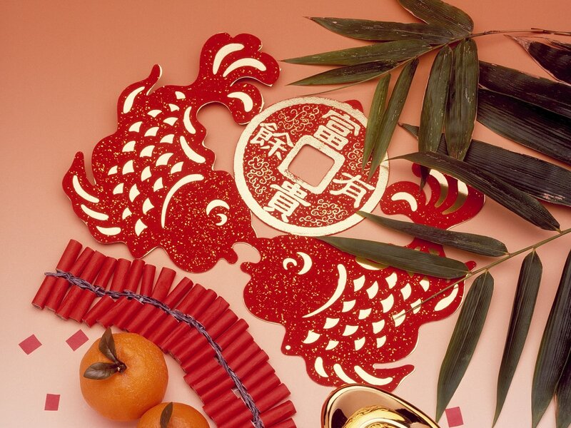Red Paper Cutouts and Firecrackers
