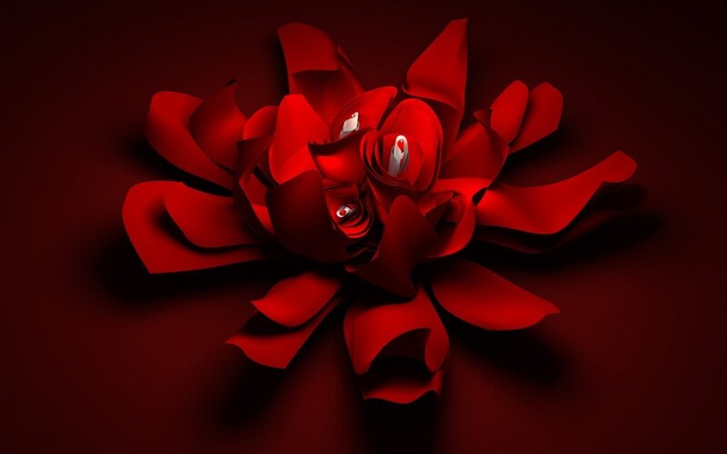 Red Paper Flower — Dramatic, 3d Render