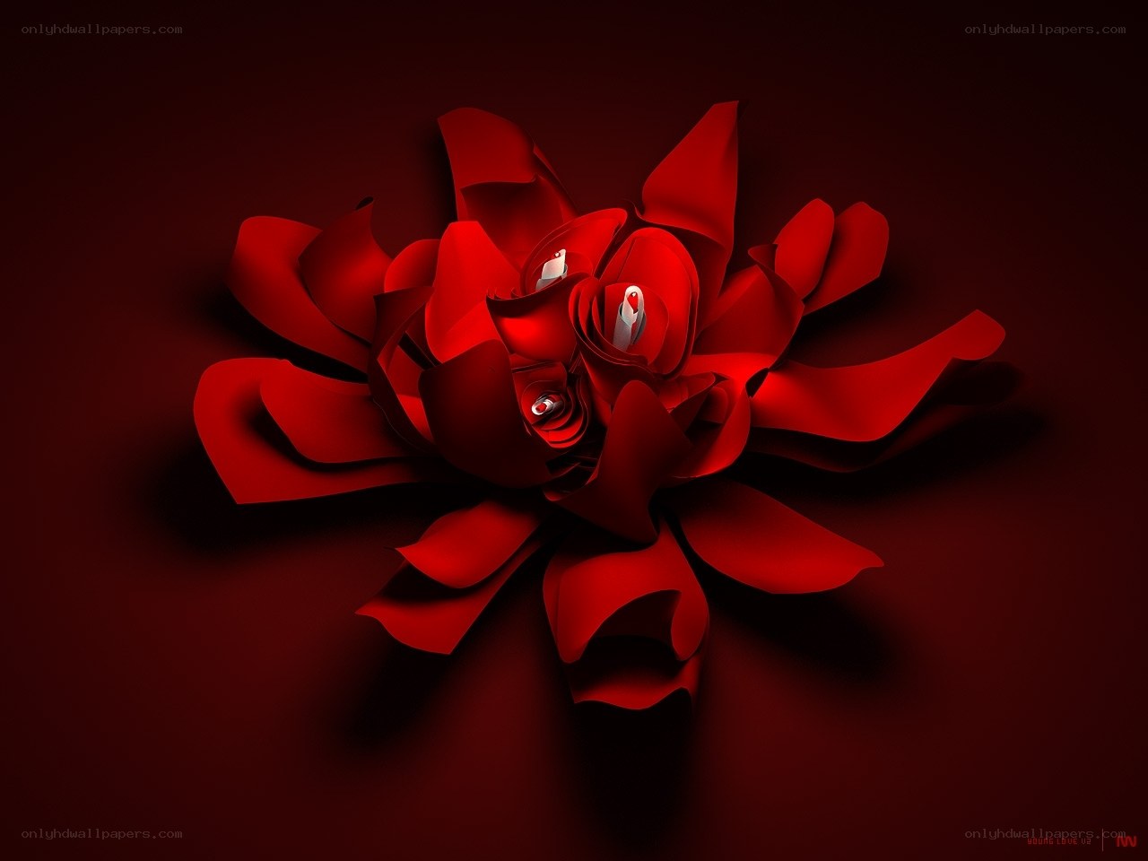 Red paper flower sculpture