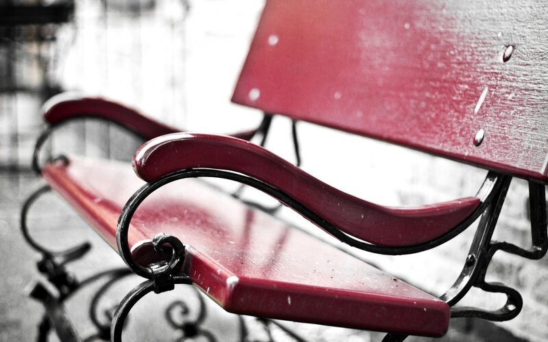 Red Park Bench — Still