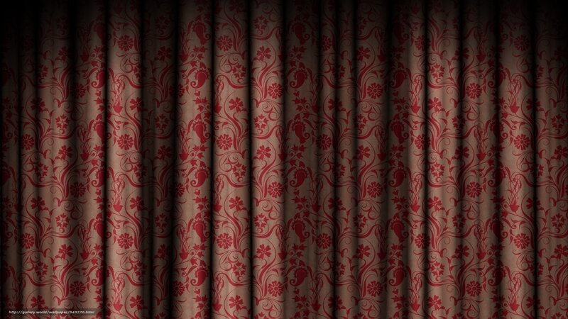 Red Patterned Curtain — Dramatic, Photograph