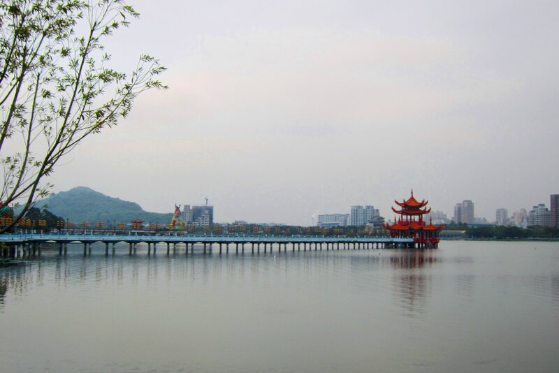 Red Pavilion on Lake